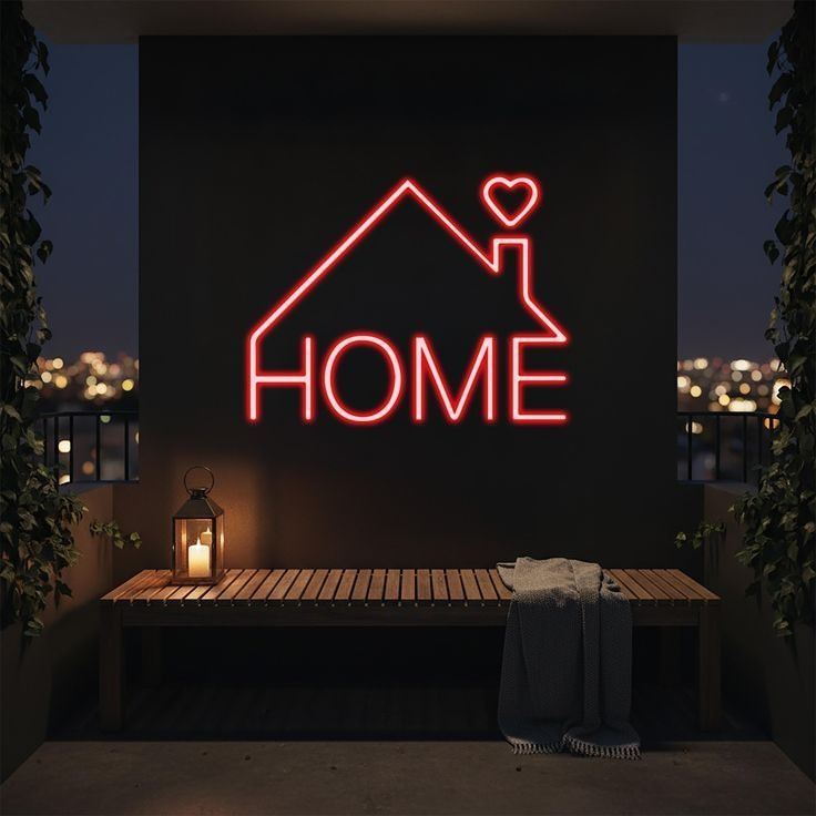 تابلو نئون فلکسی HOME + هدیه آداپتور 12 ولت 3 آمپر