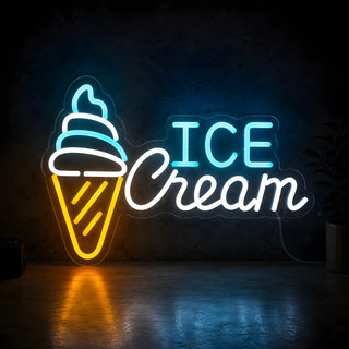 تابلو نئون طرح بستنی ICE Cream + هدیه آداپتور 12 ولت 3 آمپر